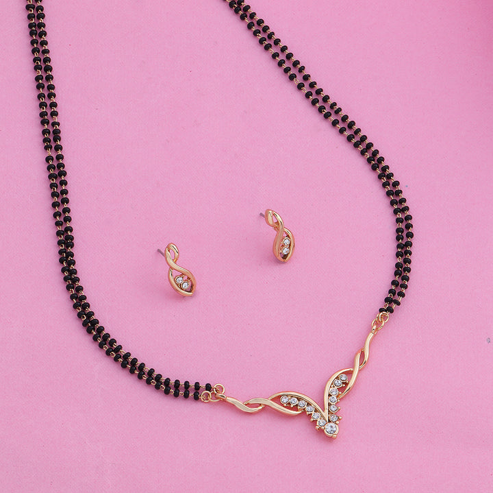 Estele 24 Kt Gold Plated Valley Mangalsutra Necklace Set
