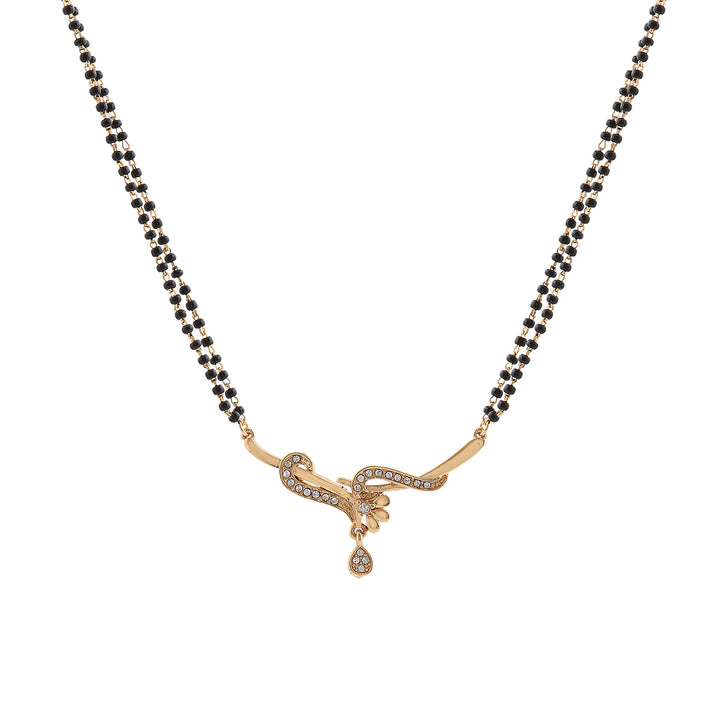 Estele Gold Plated Twine Braid Mangalsutra Necklace Set with Austrian Crystals for Women