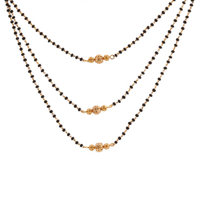 Estele 24 Kt Gold Plated Triple Layer Bead Mangalsutra Necklace Set