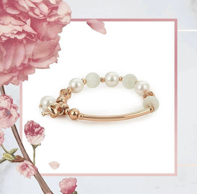 Estele Flower Modal Flux Pearl Charm Bracelet