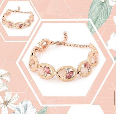 Estele rose gold  plated Pink And White Stone Bracelet for women