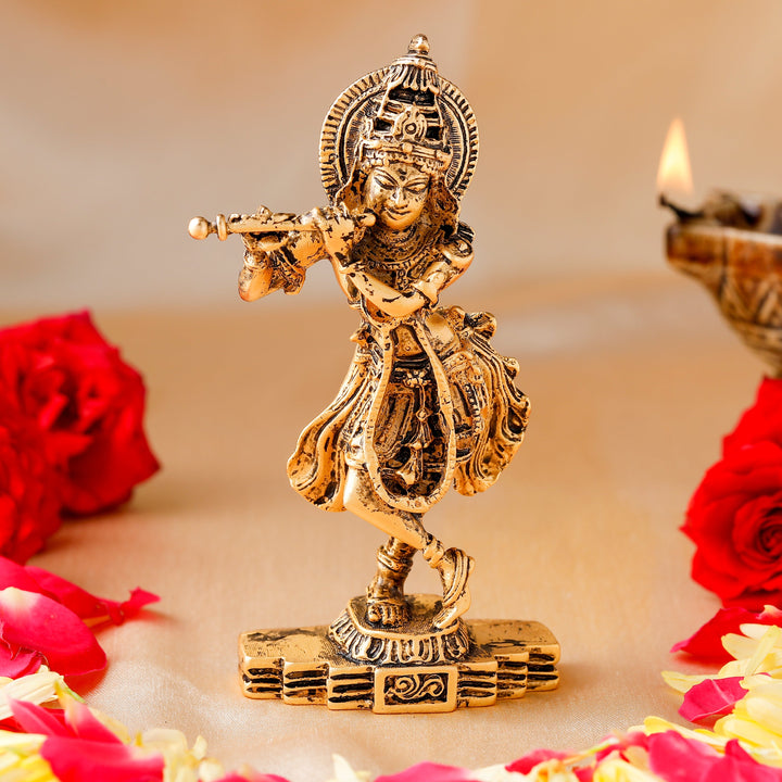 Estele Gold Plated Divine Lord Krishna Idol