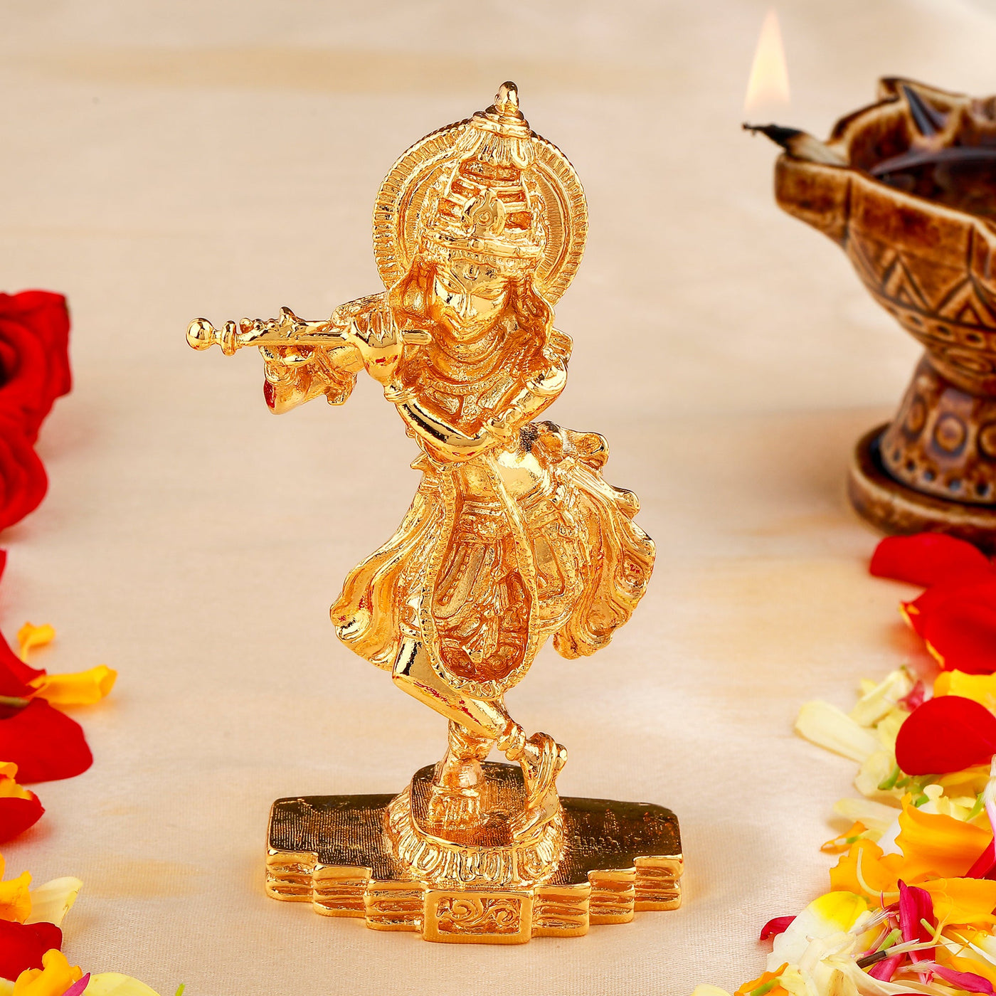 Estele Gold Plated Divine Lord Krishna Idol