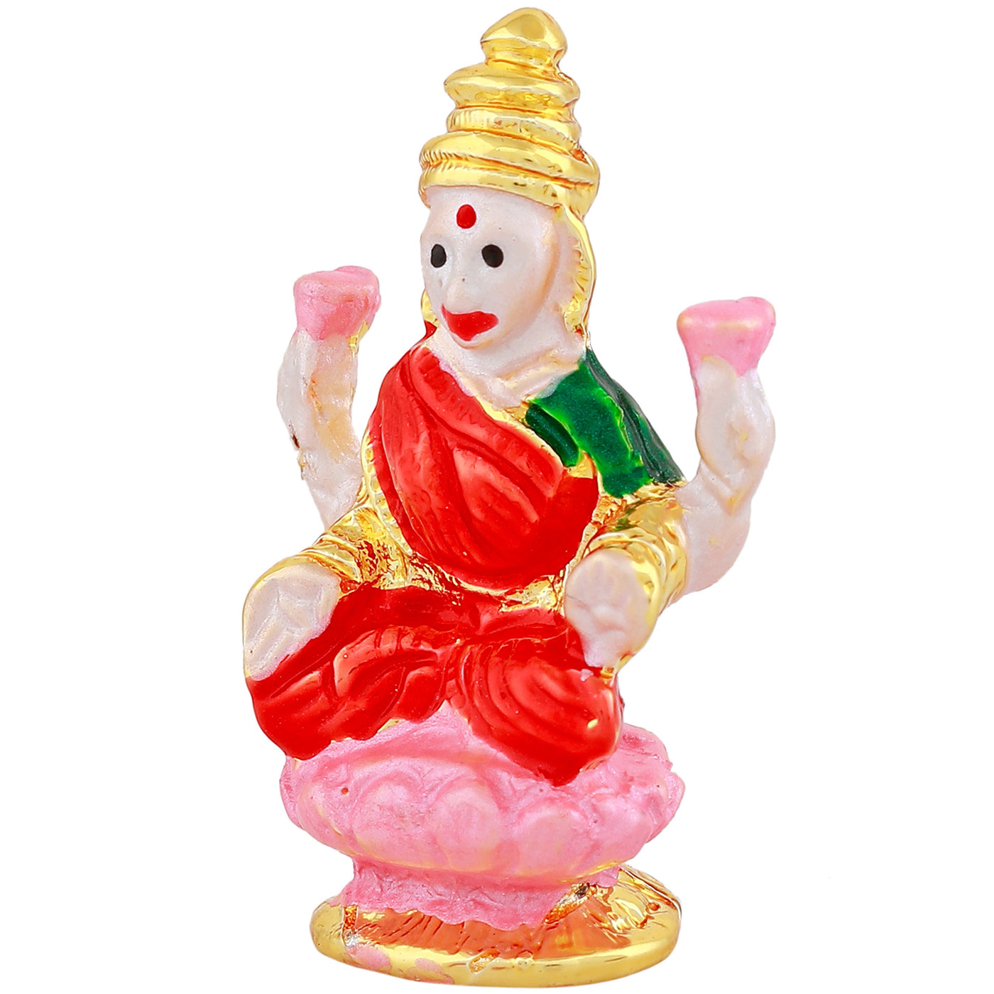 Estele Gold Plated Goddess Lakshmi Ji with Multi Color Enamel Idol