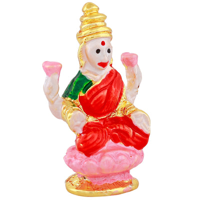 Estele Gold Plated Goddess Lakshmi Ji with Multi Color Enamel Idol