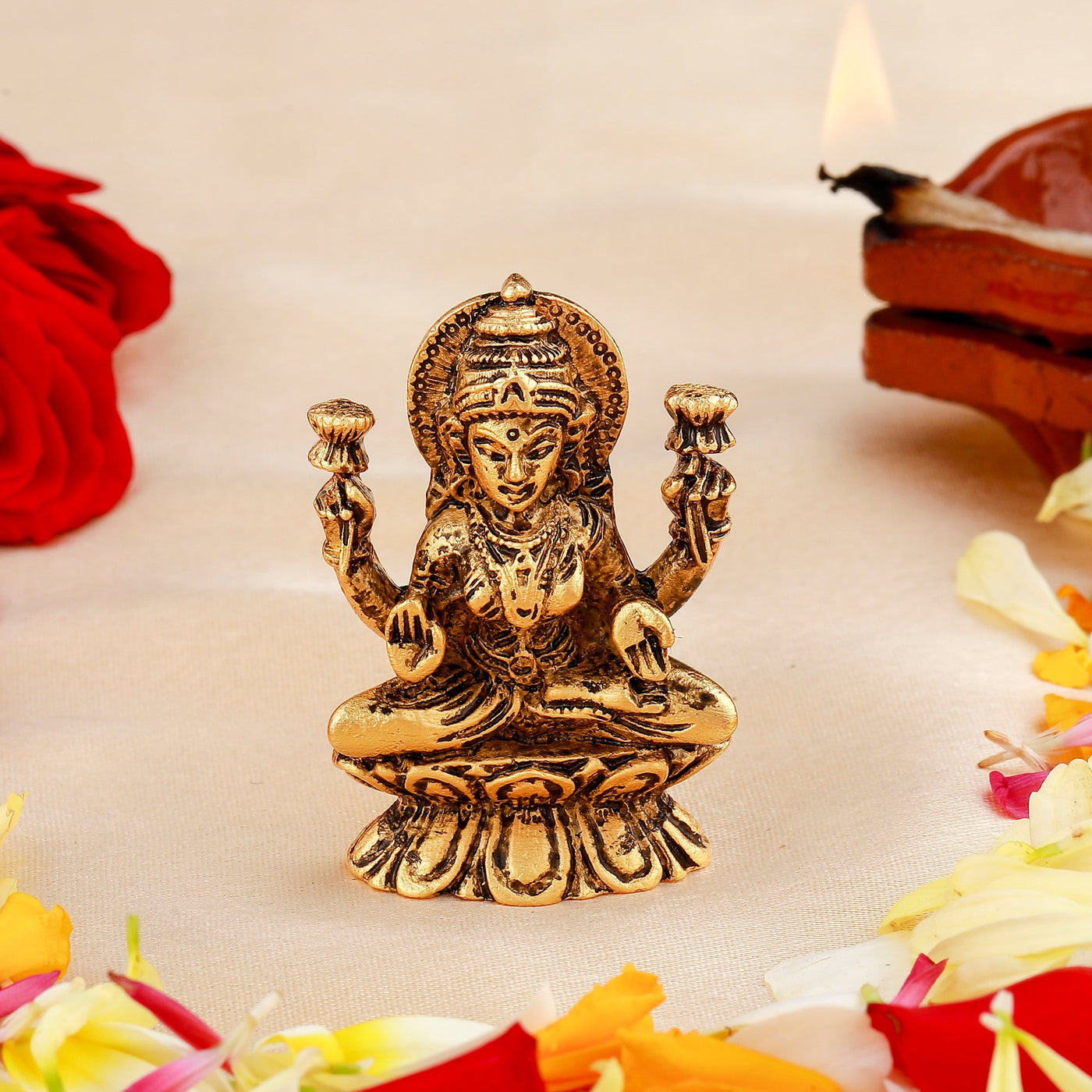 Estele Gold Plated Goddess Lakshmi Ji Idol