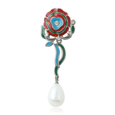 Multi-coloured pearl drop earrings