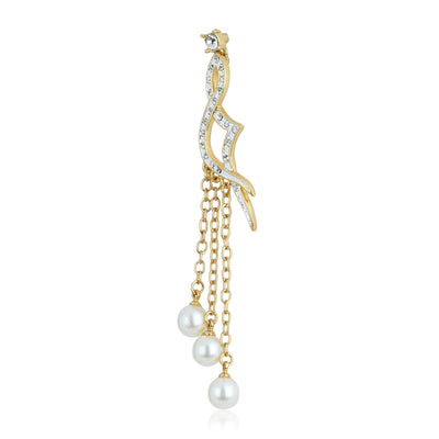 Hanging Pearl Diamante Earrings