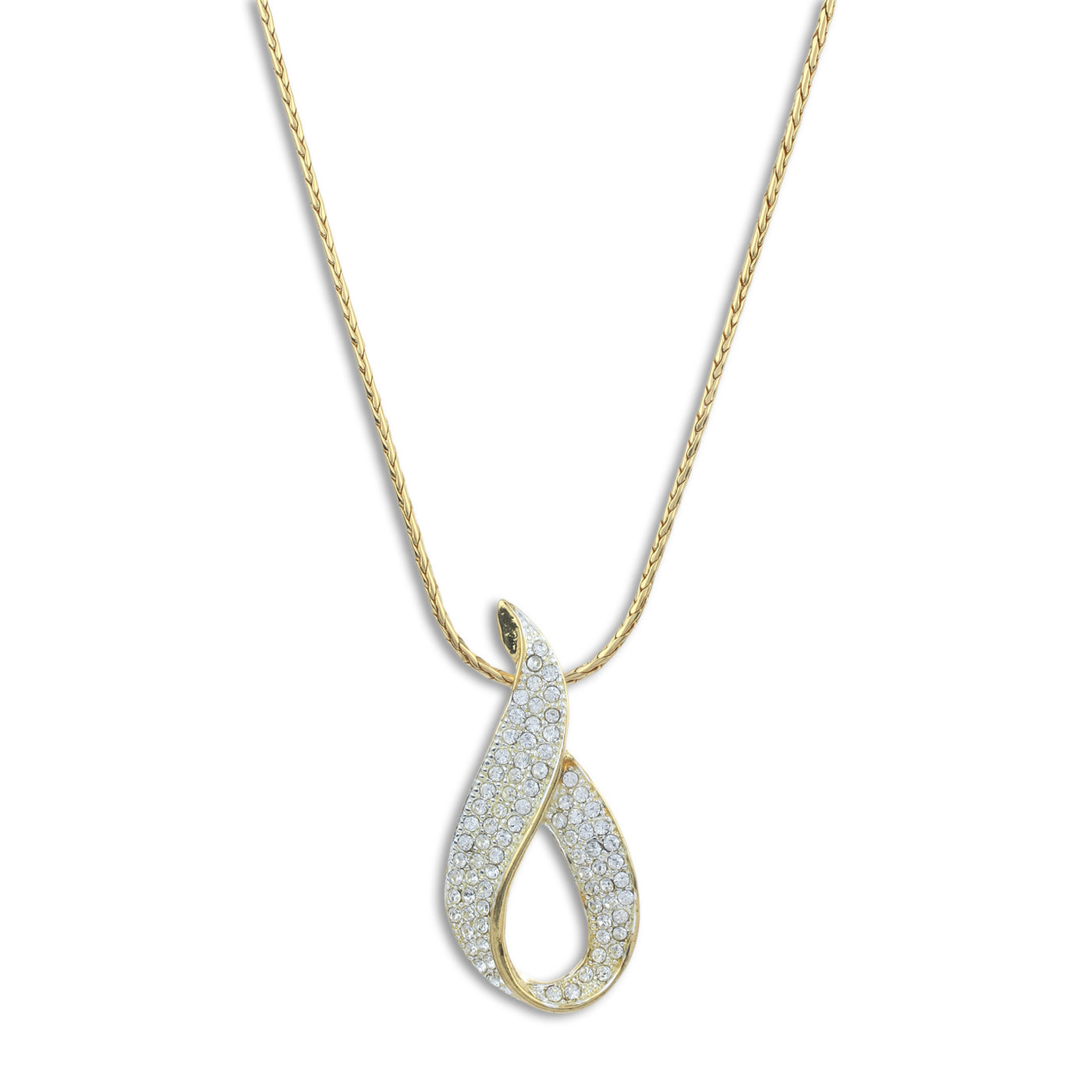 Estele Gold Plated Diamante Ribbon with Austrian Crystals Pendant for Women / Girls
