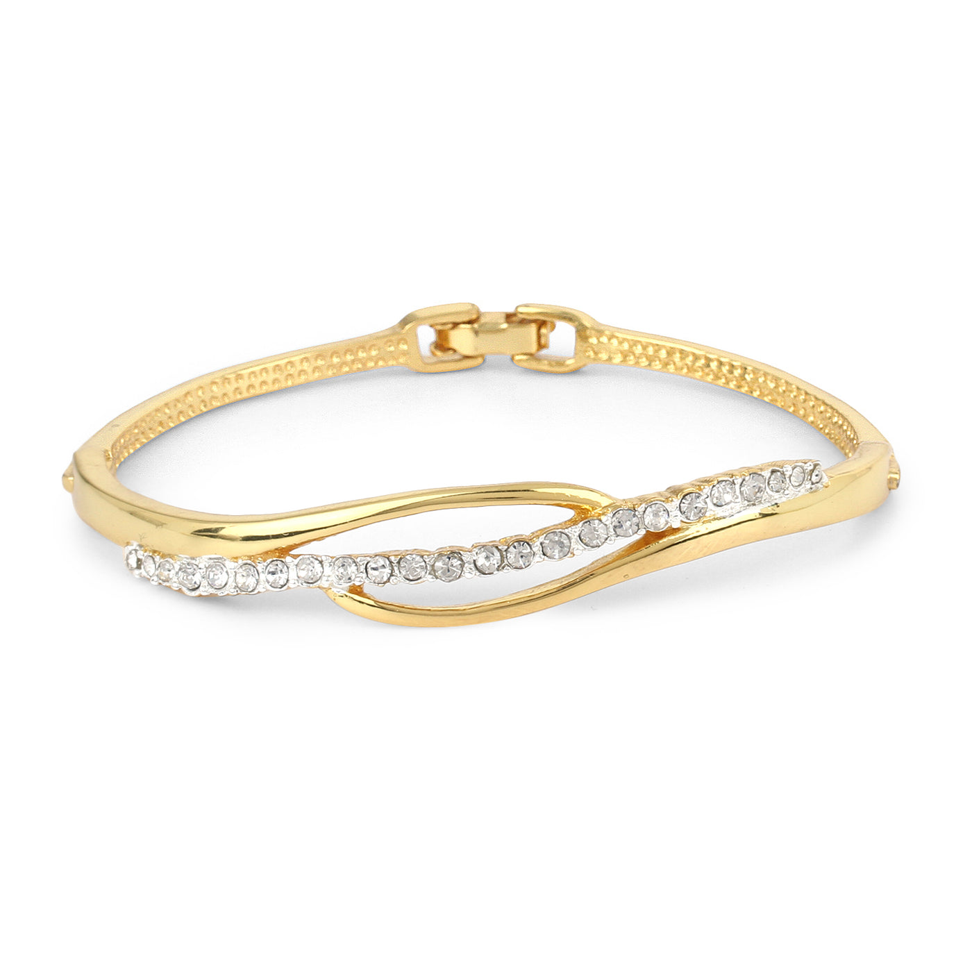 Estele Gold & Rhodium Plated Glamorous Cuff Bracelet with Austrian Crystals for Women