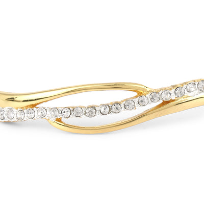 Estele Gold & Rhodium Plated Glamorous Cuff Bracelet with Austrian Crystals for Women