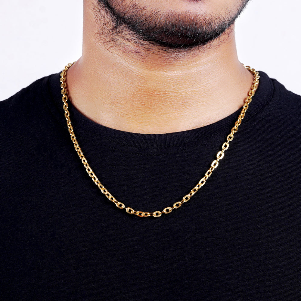 Gold Plated Intricate Cable Link Chain for Men with Lobster Clasp – Estele