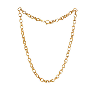 Estele Gold Plated Double Links Thick Chain for Men with Toggle Bar