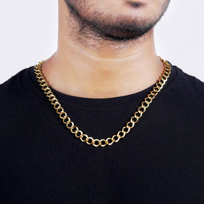 Estele Gold Plated Designer Cuban Style Chain for Men with Toggle Bar