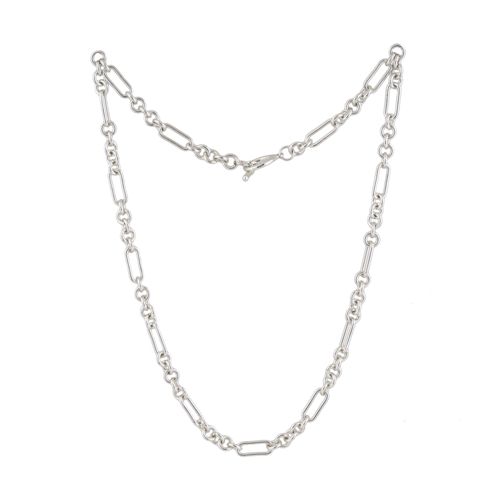 Estele Rhodium Plated Thick Links & Shackles Chain for Men with Toggle Bar