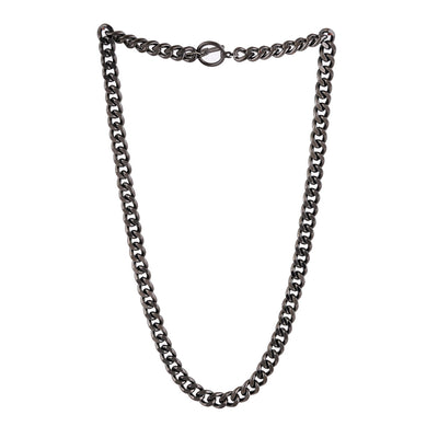 Estele Gun Metal Plated Cuban Style Thick & Heavy Chain for Men with Toggle Bar