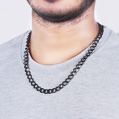 Estele Gun Metal Plated Designer Cuban Style Chain for Men with Toggle Bar
