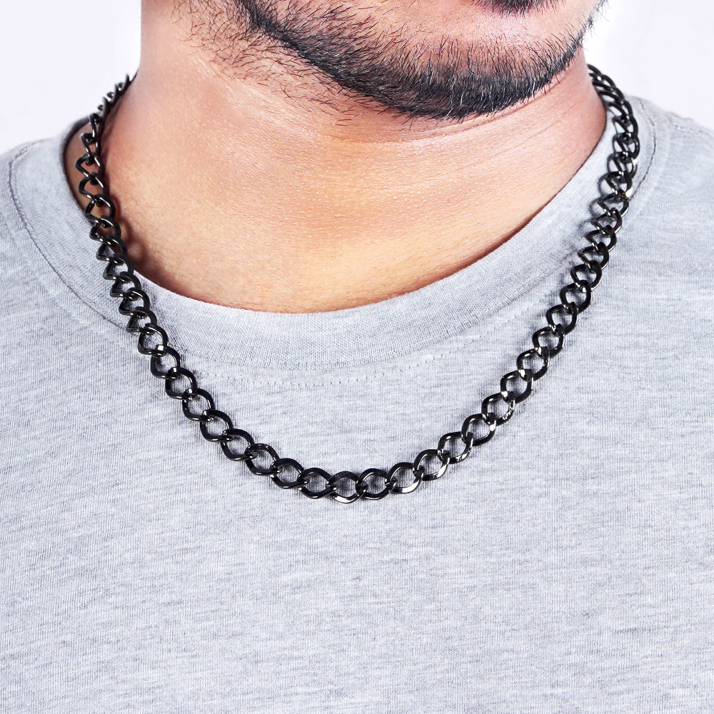 Estele Gun Metal Plated Designer Cuban Style Chain for Men with Toggle Bar