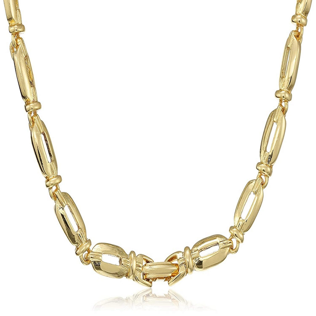Estele 24 Kt Gold Plated Chain Link with Austrian Crystal Necklace Set for Women