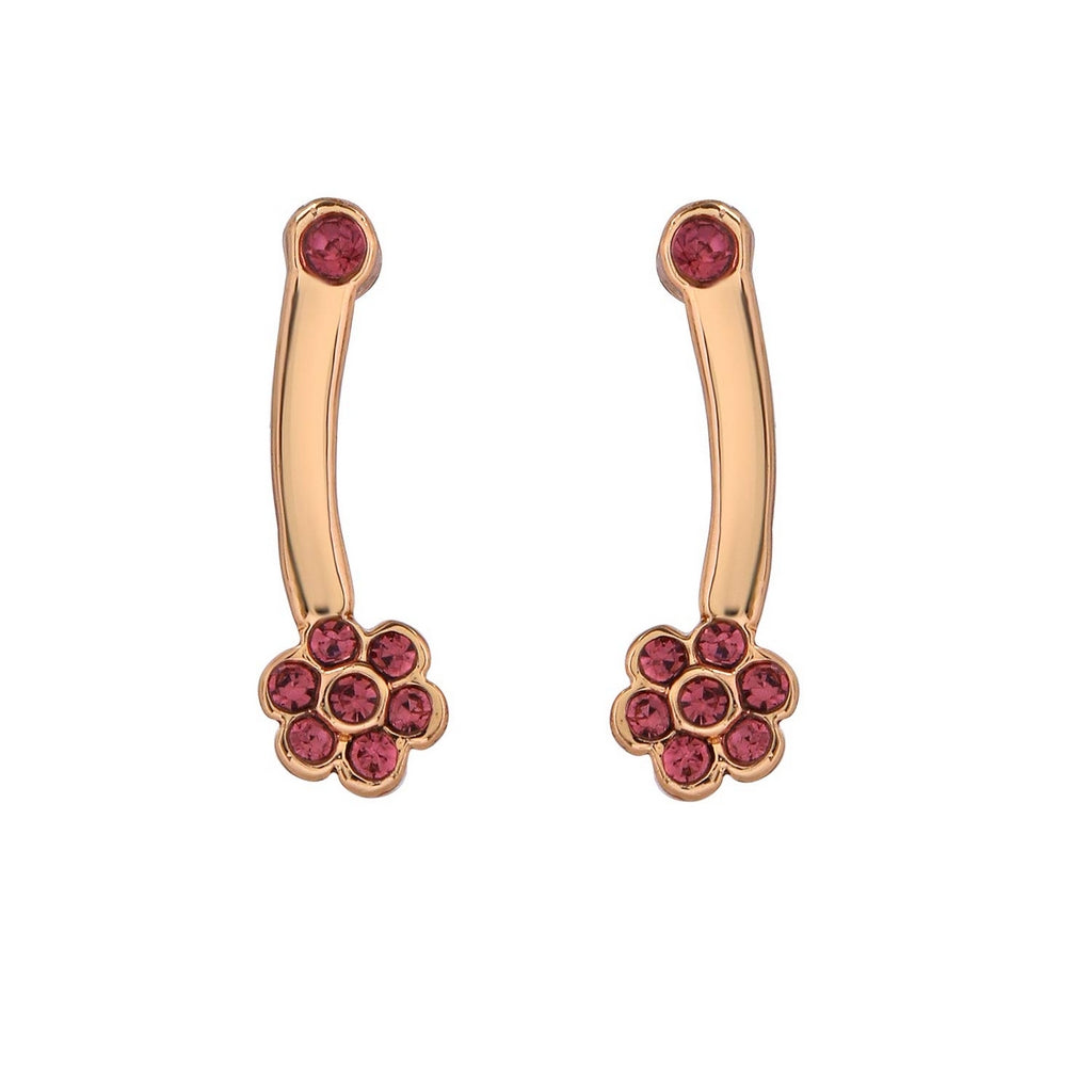 Estele Rose Gold plated Flower Designer Necklace Set with Austrian Crystals for Women