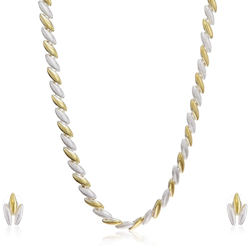 Estele 24 Kt Gold and Silver Plated Chain Necklace Set  for women
