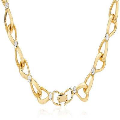 Estele 24 Kt Gold Plated Infinity Loops with Austrian Crystal Necklace Set for Women