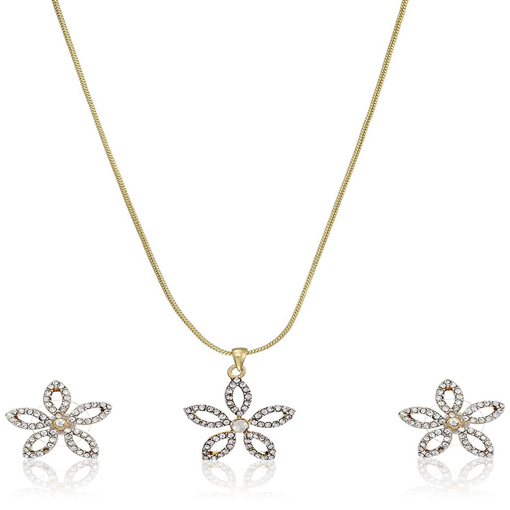 Estele 24 Kt Gold Plated Star Shaped Necklace Set for Women