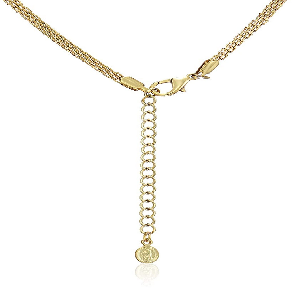 Estele -24 CT gold plated necklace with American Diamonds and Emerald stones for Women