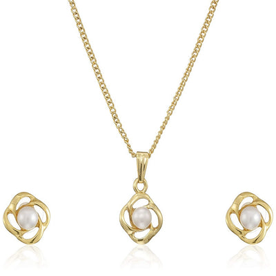 Estele Trendy and Fancy Gold Plated Pearl Pendant Set for Women