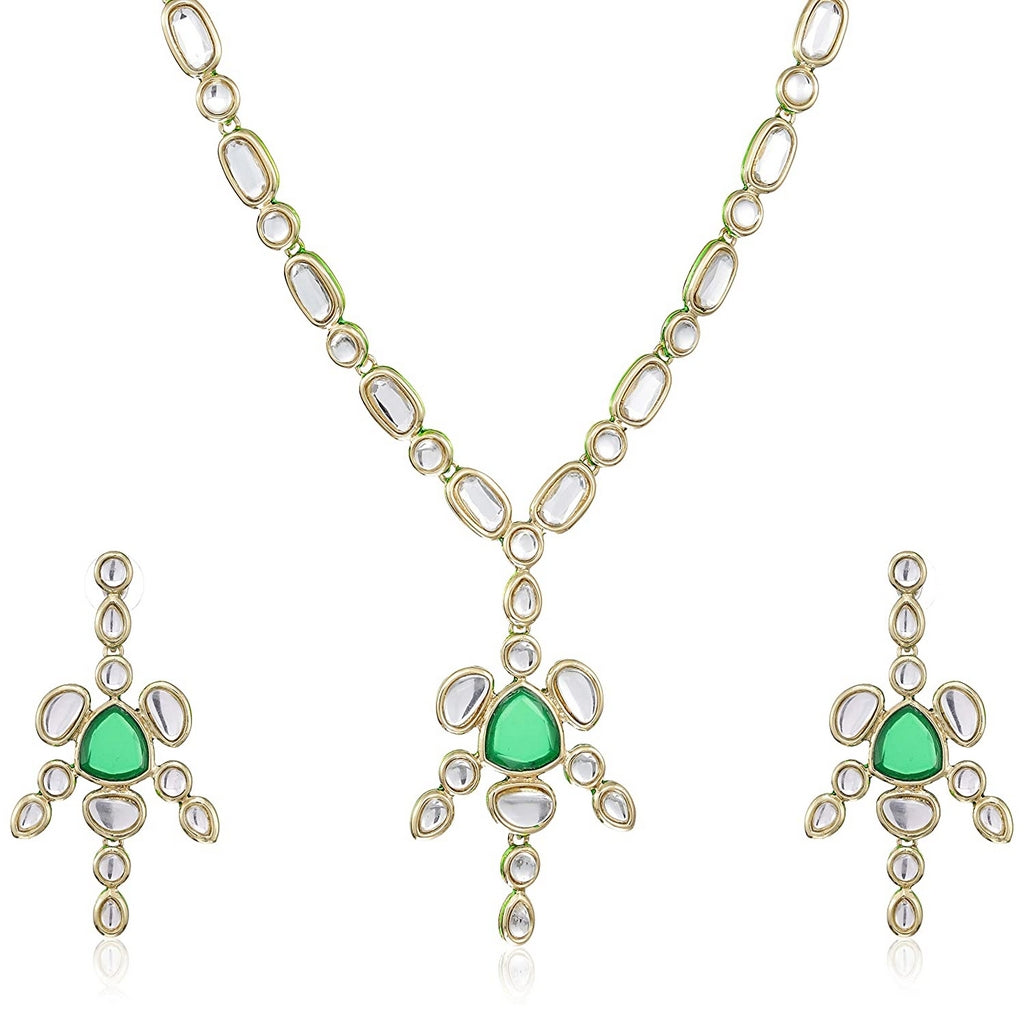 Estele 24 Kt Gold Plated GREEN RUBY  Chain Necklaces