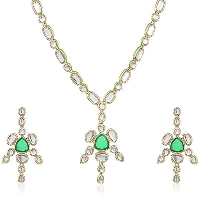 Estele 24 Kt Gold Plated GREEN RUBY  Chain Necklaces