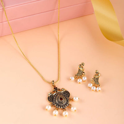 Estele  24 kt gold plated Peacock  Jewellery Set  for women