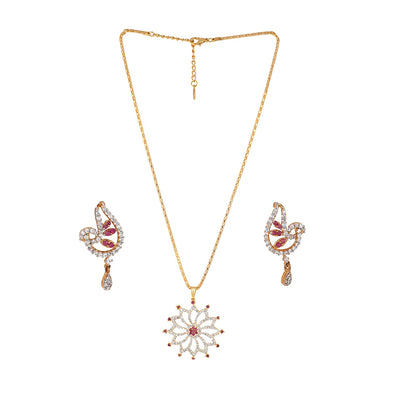 Estele Trendy and Fancy Pendant Set with Ruby Stones for Women
