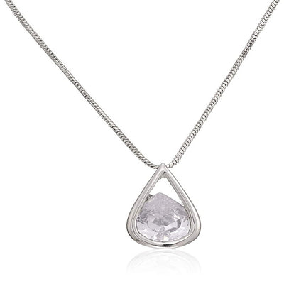 Estele - Rhodium Plated Pear-shaped Solitaire Pendant for Women / Girls