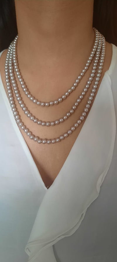 Estele purple pearl three layered necklace