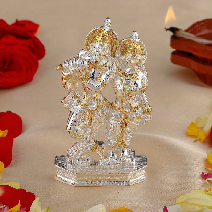 Estele Gold - Rhodium Plated Devotional Shree Radha Krishna Idol