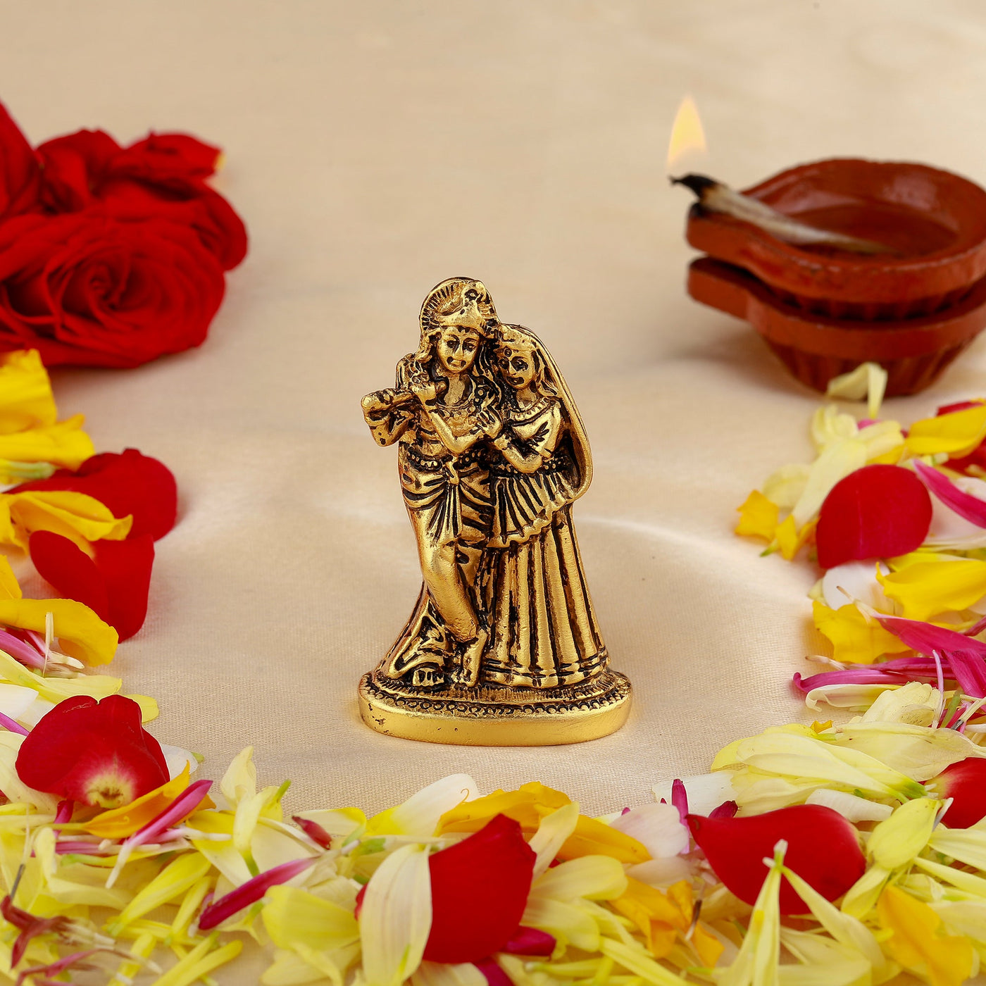 Estele Gold Plated Devotional Shree Radha Krishna Idol