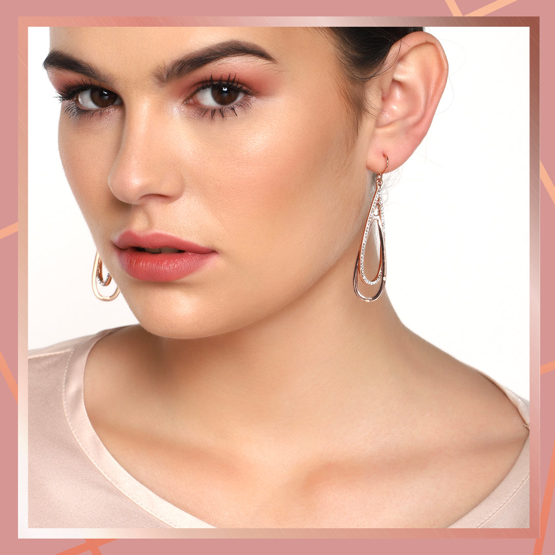 Rose gold Designer Water Drop Earrings