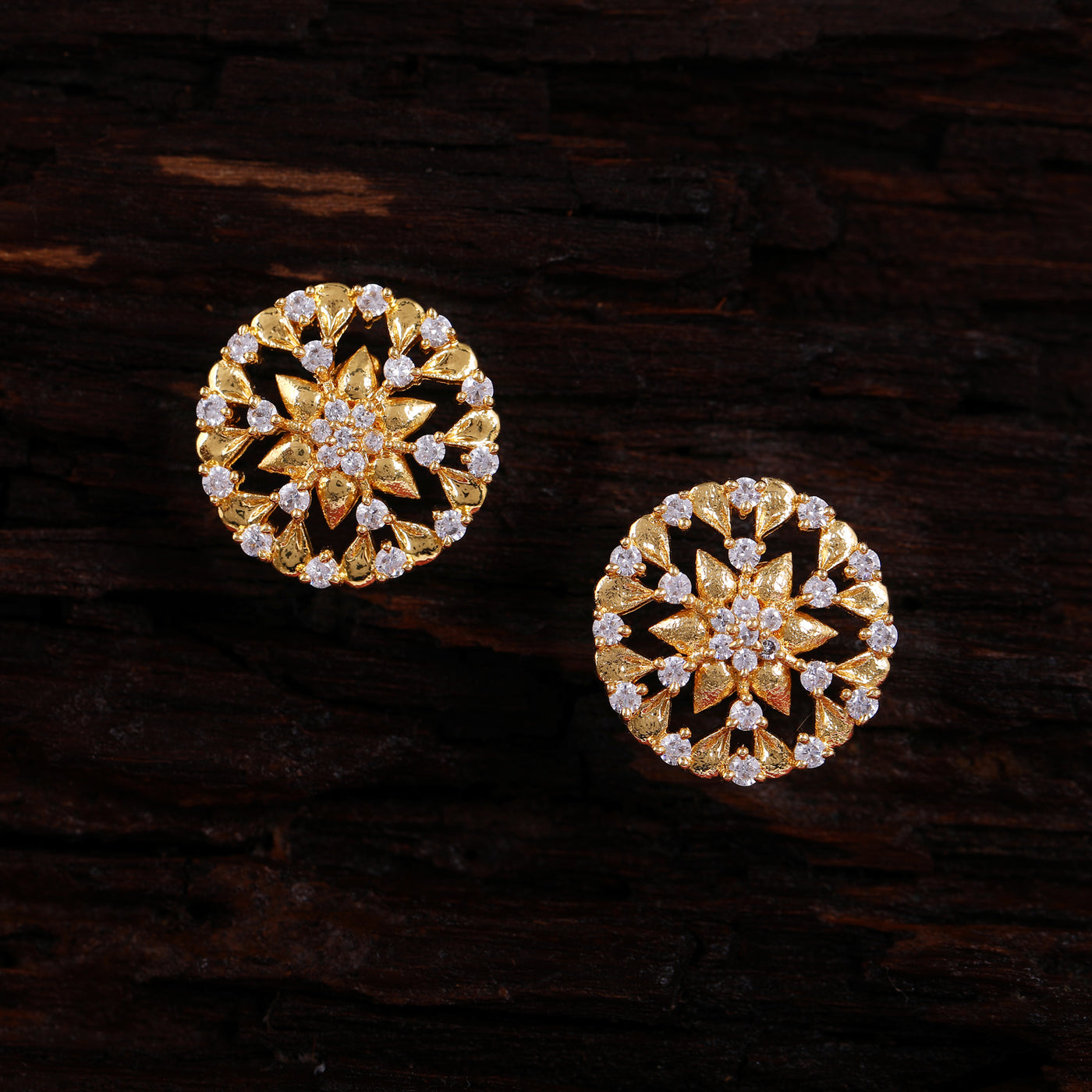 Round Shaped Stud With AD Stone earrings