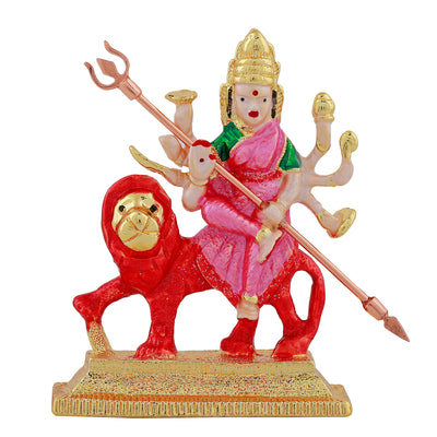 Estele Gold Plated Glorious Dhurga Maa Idol with Multi Color Enamel