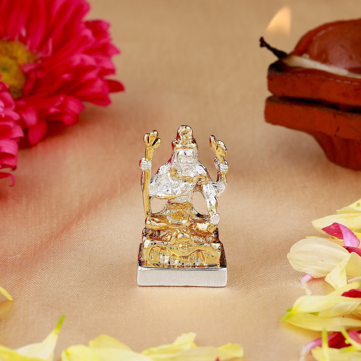 Estele Gold & Rhodium Plated Spiritual Lord Shiva Idol