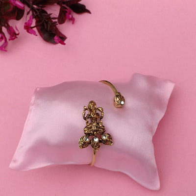 Estele Gold Plated Antique Aesthetic Laxmi Bracelet with Kundan for Women