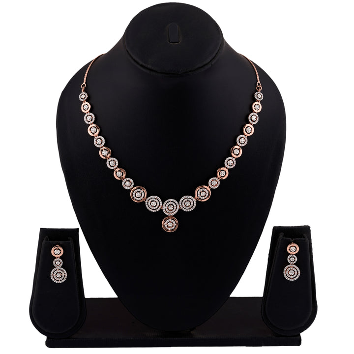 Estele Rose Gold Plated CZ Classic Necklace Set for Women