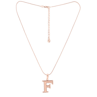 Estele Rosegold Plated "F" Letter Charm Pendant for Women / Girls