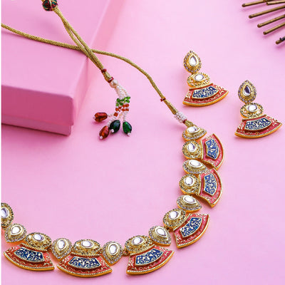 Antique Gold Plated Kundan Traditional Necklace Set