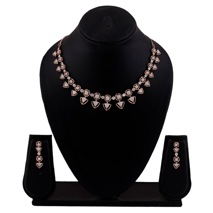 Estele Rose Gold Plated CZ Gorgeous Necklace Set for Women