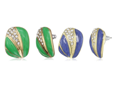 Estele Valentines Day Gift Multicolour Earrings For Girls & Women (GREEN & BLUE)