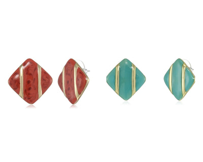 Estele Valentine Earrings Collections Multicolour Earrings(RED & AQUA)