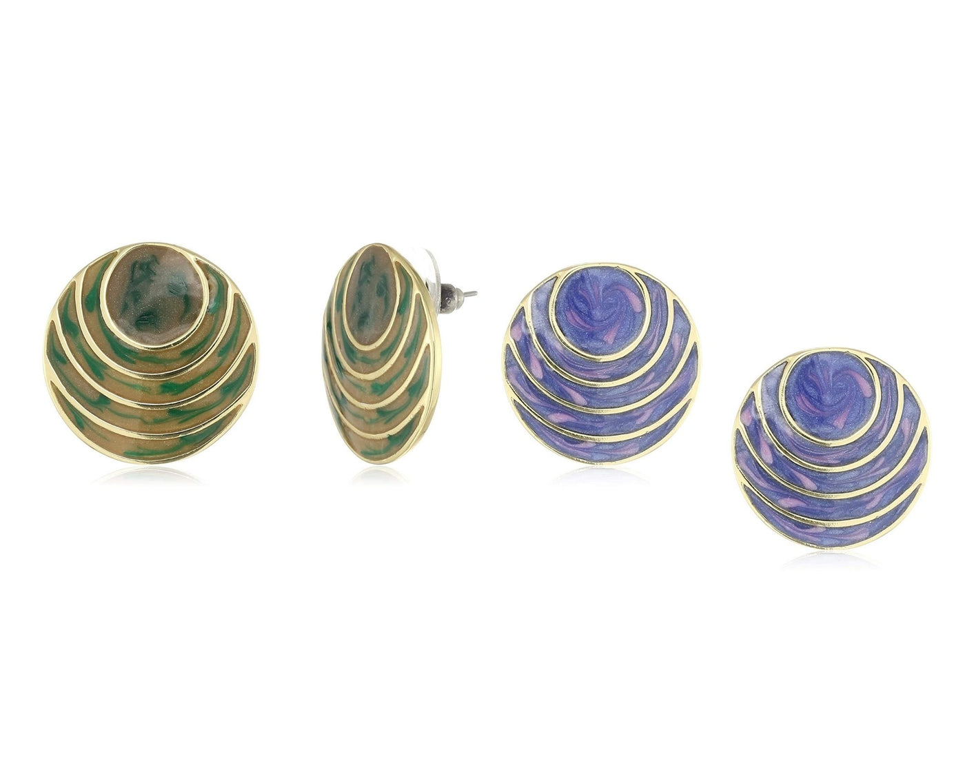 Estele Valentine Special Gift Jewellery Earrings | Gold Plated Round Stud Earrings For Girls & Women(BLUE & GREEN)