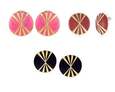 Estele Valentine's Day Earrings For Women - Enamel and Gold Plated Combo Earrings Set For Girls & Women